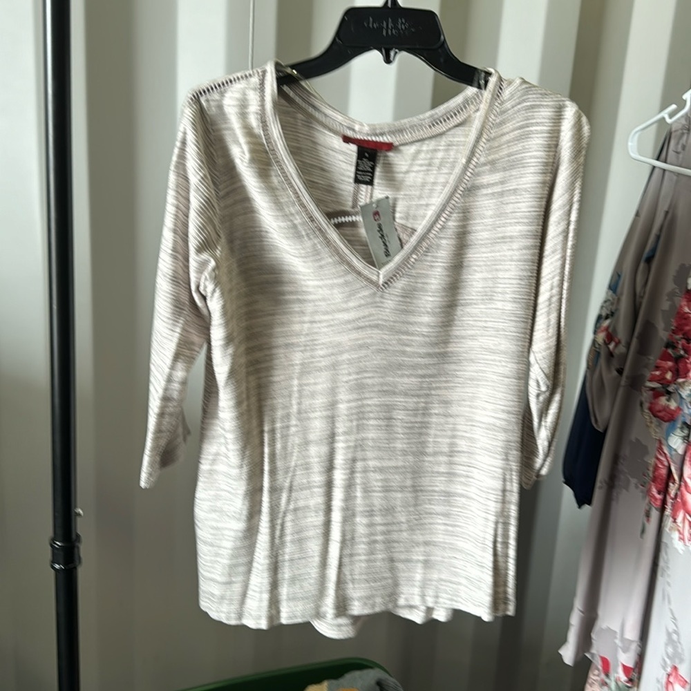 Buckle three-quarter sleeve V-neck Henley🤝